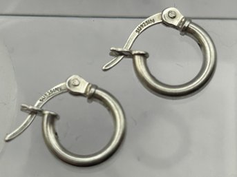 Sterling Silver Small Hoops With Hinge Opening .91 G