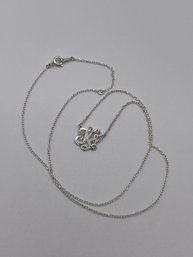 Sterling Chain With The Letter 'K' Pendant  1.66g  18'long