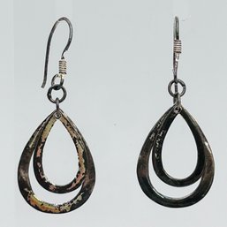 Sterling Silver Double Teardrop Dangle Earrings 2.64