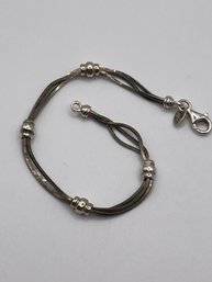 Italy - Sterling Bead Link Bracelet  7.14g   7'long