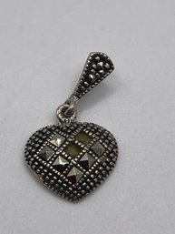 Sterling Heart Pendant With Marcasite  1.57g