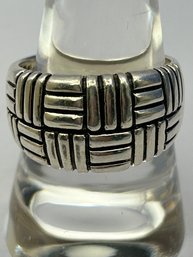 Thailand, Sterling Silver Dome Ring With Basket, Weave Detail Size 9, 6.16 G