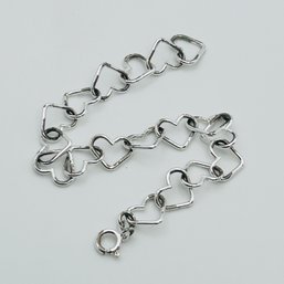 KA 1772 Italy Sterling Silver Interlocking Heart Bracelet 7.61 G