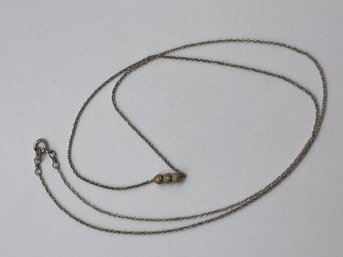 Sterling Petite Chain With 3 Gold Toned Beads  1.22g   20'long