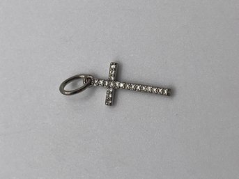Sterling Cross Charm With Gems  0.35g