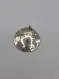Sterling Disc Pendant With Hammered Texture  2.60g
