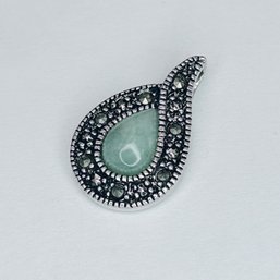 NV Sterling, Silver AQUA And MARCASITE Pendant 1.83 G