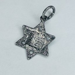 Sterling Silver Star Of David Pendant .76 G