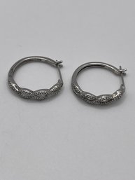 Sterling Hoop Earrings With Infinity Design  3.36g