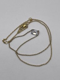 Sterling Gold Toned Chain With Clear Rectangular Gem  2.00g   18'long