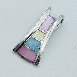 Sterling Silver Multicolored Pastel Stone Pendant, 3.6 G