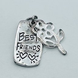 Sterling Silver Sister/best Friend Pendant 1.56 G