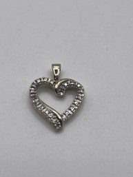 Heart Shaped Sterling Pendant With Clear Stones 1.68g