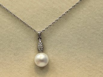 China Sterling Silver Rope Chain With Drop Pearl Pendant 5.26 G