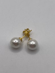 Pearl Stud Earrings Set In Sterling 2.17g