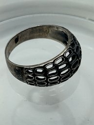 Sterling Silver Lattice Dome Ring Size 10.5, 4.30 G