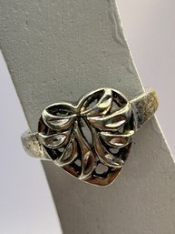 A Sterling Silver Heart Statement Ring Size 5, 2.49 G