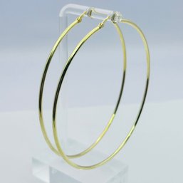 Sterling Silver Gold Colored Large Hoops, 7.89 G