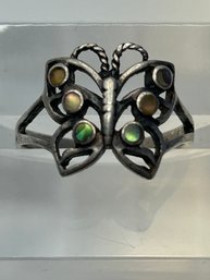 SE Sterling Silver Butterfly Statement Ring Colored Stones Size 7, 2.67 G