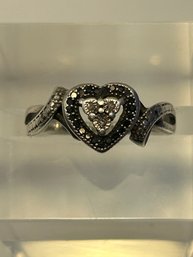 Sterling Silver Infinity Heart Ring With Cluster Stones Size 6.5, 3.34 G