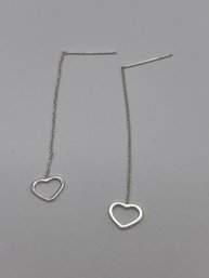 Modern Dangle Sterling Heart Earrings 1.20g