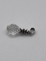 Sterling And Clear Rhinestone Pineapple Pendant 1.28g
