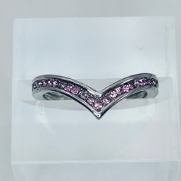 Sterling Silver Pink Channel Ring Size 8, 2.46 G