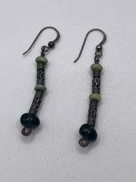 Long Sterling Bead And Wire Earrings 5.21g
