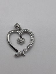 Sterling Heart Pendant With Rhinestones 1.31g