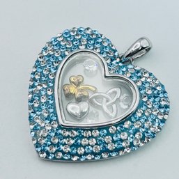 SHANORE Dublin Heart Pendant 5.16 G Blue Stone Center Cut Out With Luck Charms