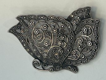 MALAD Sterling Silver Filigree Butterfly Brooch 17.94 G