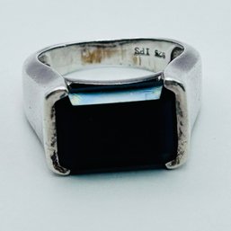 IPS Black TOURMALINE Sterling Statement Ring Size 6.5, 7.06 G