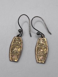 950 Sterling Earrings With Hieroglyphs  2.29g