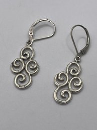 Sterling Earrings With Swirled Symmetrical Design 3.88g