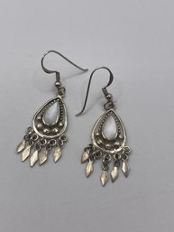 Ornate Sterling Dangle Earrings With Opalescent Stones 4.92g
