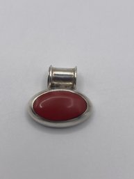 MEXICO Sterling Pendant With Red Oval Stone 8.44g
