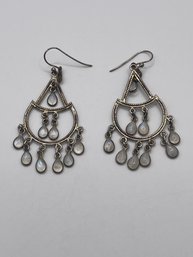 Sterling Chandelier Earrings With Clear Stones 8.61g