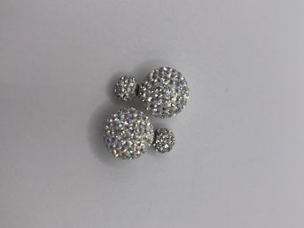 Sparkling Round Sterling Globe Earrings 7.89g
