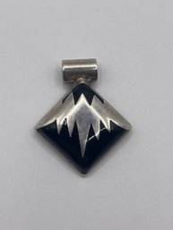 MEXICO  Square Sterling Pendant With Black And Silver Design 9.16g
