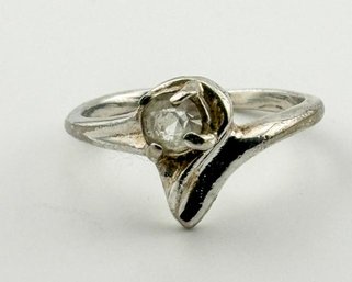 Sterling Ring With Rhinestone Solitaire 2.45g Size 6