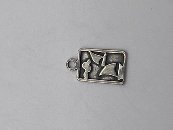 Square Sterling 'KEVIN AND ANNA' Sailboat Charm .85g