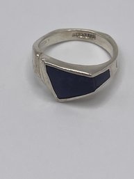 Sterling Ring With Modern Design And Purple Stone 3.54g  Size 5
