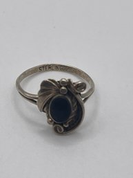 Ornate Sterling Ring With Black Stone 1.34g  Size 3