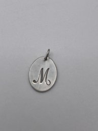 Sterling Oval Pendant With 'M' Script 1.04g
