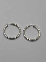 Sterling Textured Hoop Earrings 5.36g