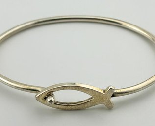 Sterling Christian Fish Bracelet With Pressure Clasp 13.27g