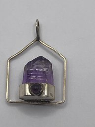 Sterling Pendant With Purple Crystal 5.14g