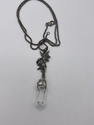 19.5' Rope Chain Necklace With Sterling And Crystal  Dragon Pendant 10.47g