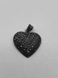 THAILAND Heart Shaped Sterling Pendant With Marcasite 4.89g