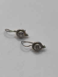 Round Sterling Earrings With Clear Stones 2.67g